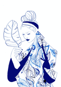 Bonjour artistique et floral en bleu